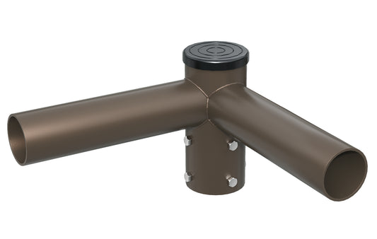Double Spoke Bracket 90° Arms,  with 2 3/8'' Horizontal Tenon, Fit for 2.36'' round pole, Dark Brone Color