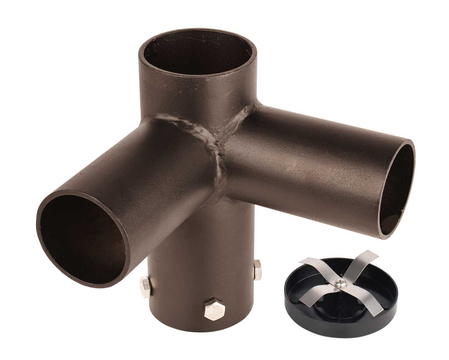 Double 90 Degree Horizontal Tenon Adapter with 2 3/8'' Horizontal Tenon, Fit for 60mm round pole, Dark Brone Color
