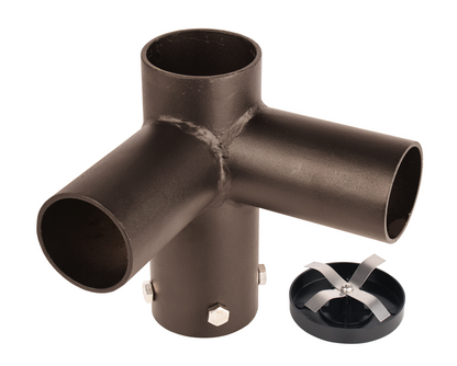 Double 90 Degree Horizontal Tenon Adapter with 2 3/8'' Horizontal Tenon, Fit for 60mm round pole, Dark Brone Color