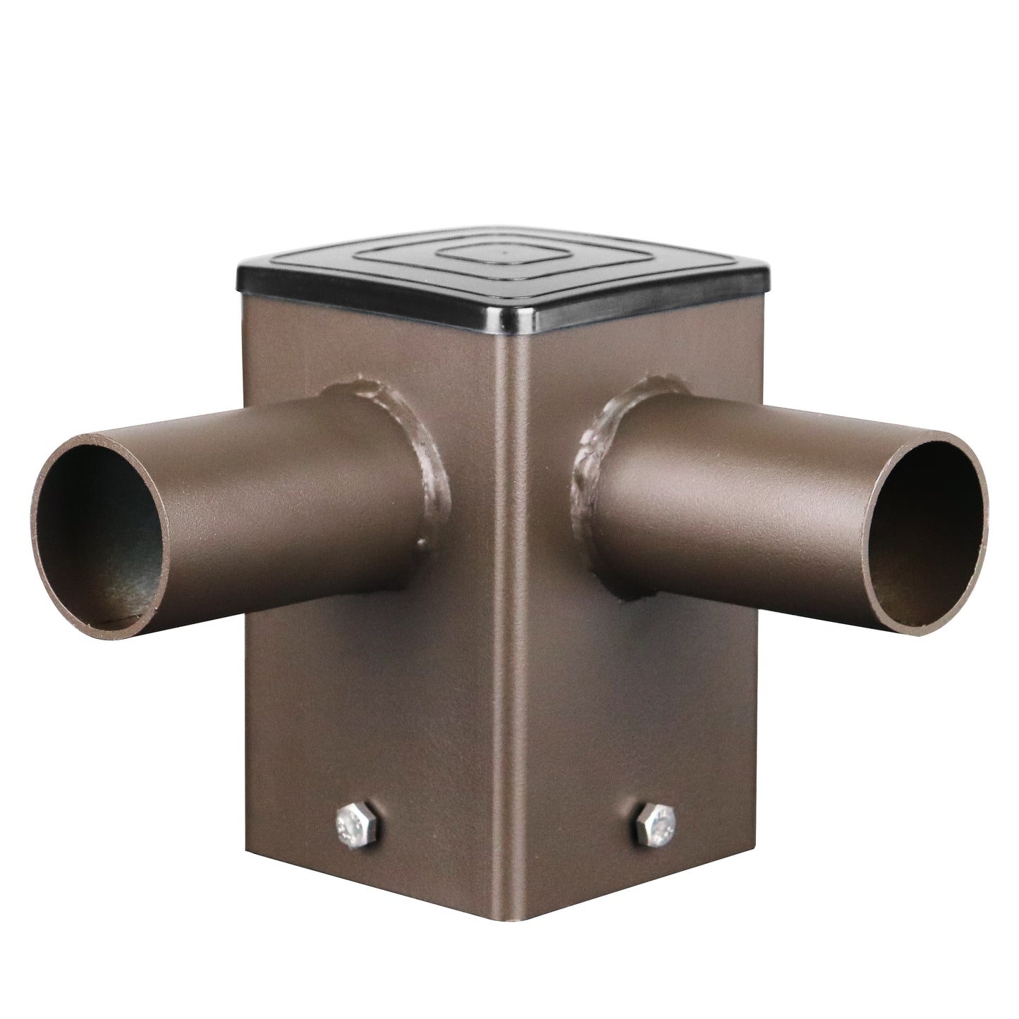 Tenon Adapter for 4 Inch Square Poles with 2 Horizontal 90 Degree Tenons-2 3/8inch, Dark Brone Color