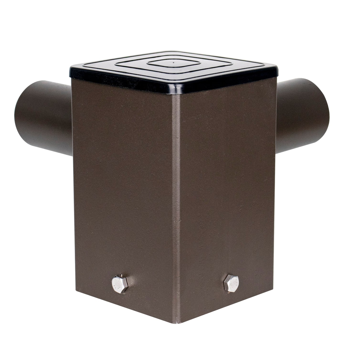 Tenon Adapter for 4 Inch Square Poles with 2 Horizontal 90 Degree Tenons-2 3/8inch, Dark Brone Color