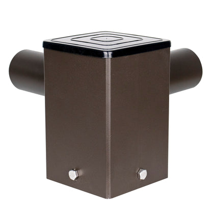 Tenon Adapter for 4 Inch Square Poles with 2 Horizontal 90 Degree Tenons-2 3/8inch, Dark Brone Color
