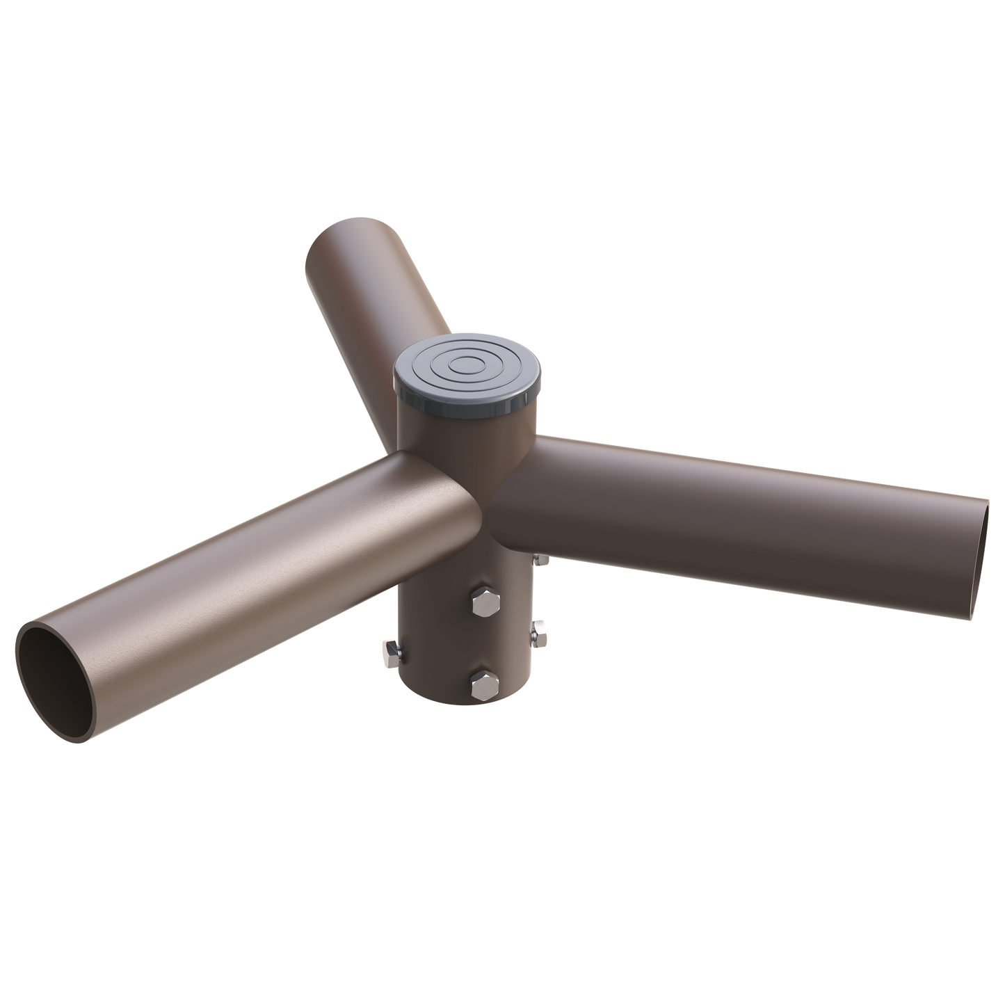 Triple Spoke Bracket 120° Arms  (Medium), with 2 3/8'' Horizontal Tenon, Fit for 2.36'' round pole, Dark Brone Color