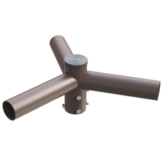 Triple Spoke Bracket 120° Arms  (Medium), with 2 3/8'' Horizontal Tenon, Fit for 2.36'' round pole, Dark Brone Color