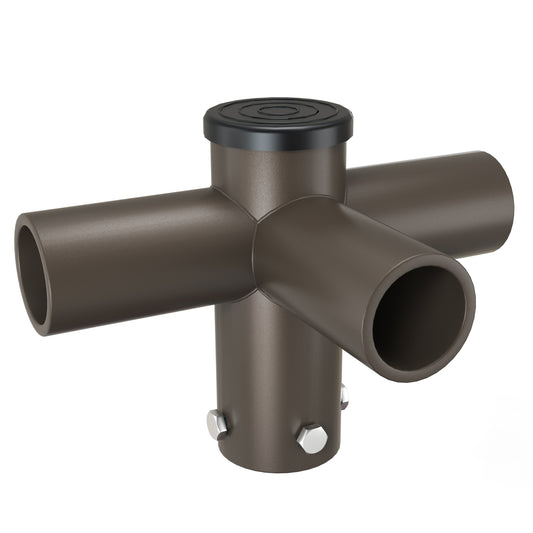 Triple 90 Degree Horizontal Tenon Adapter with 2 3/8'' Horizontal Tenon, Fit for 60mm round pole, Brone Color