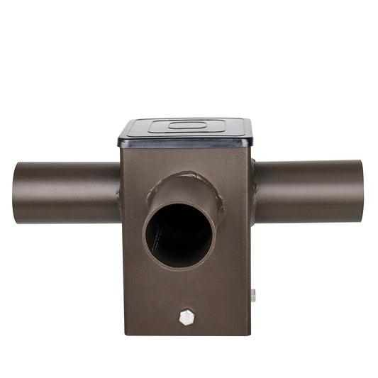 Tenon Adapter for 4" Square Poles with 3 Horizontal 90° Tenons, 2-3/8", Dark Bronze