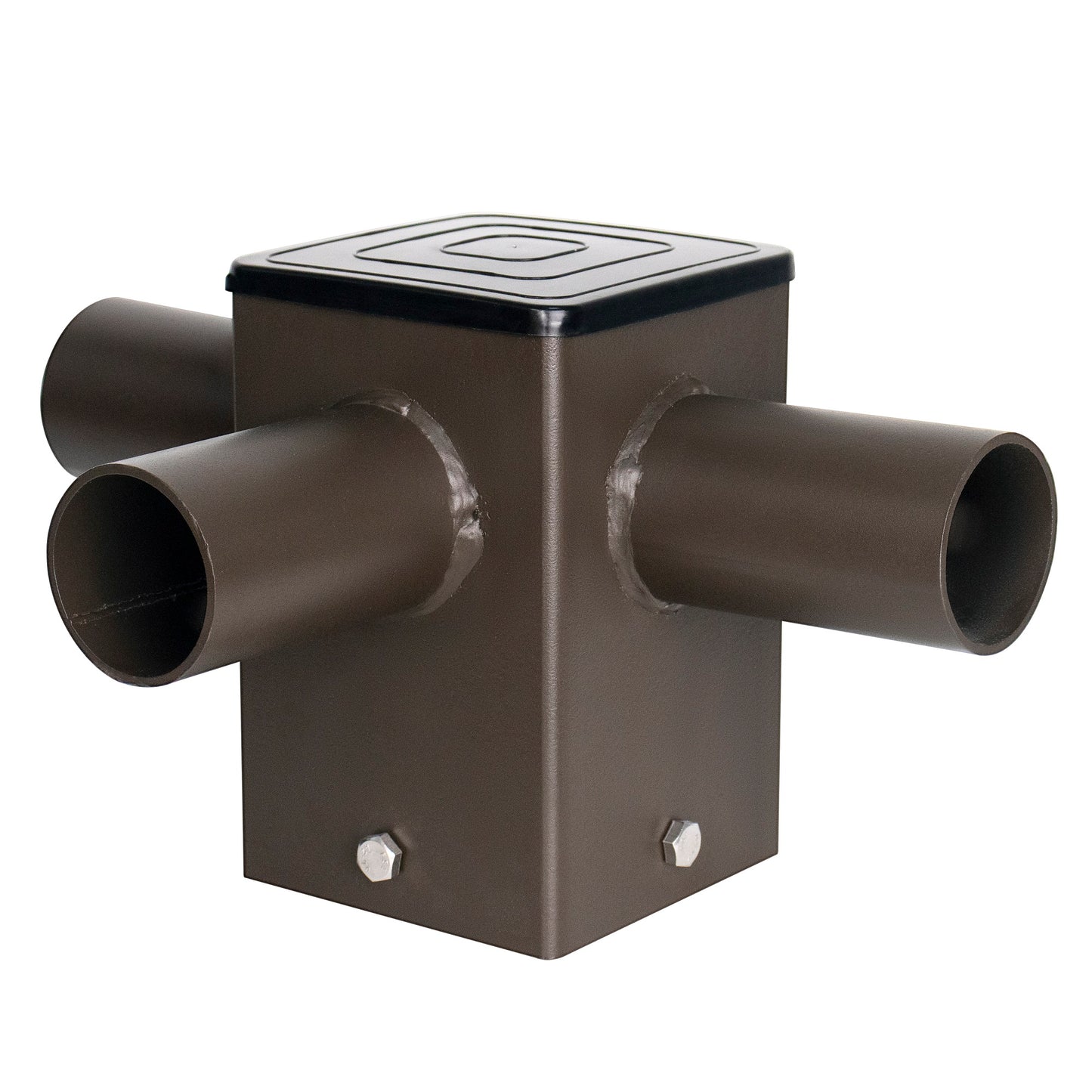 Tenon Adapter for 4" Square Poles with 3 Horizontal 90° Tenons, 2-3/8", Dark Bronze