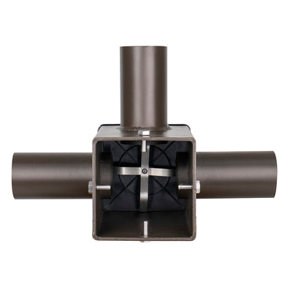 Tenon Adapter for 4" Square Poles with 3 Horizontal 90° Tenons, 2-3/8", Dark Bronze