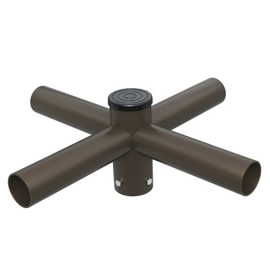 Quad Spoke Bracket 90° Arms  (Medium), with 2 3/8'' Horizontal Tenon, Fit for 2.36'' round pole, Dark Brone Color
