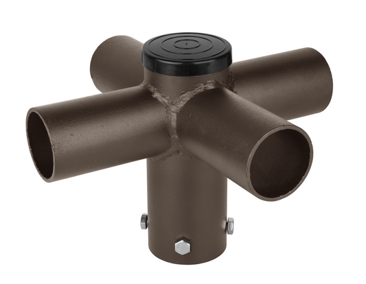 Quad 90 Degree Horizontal Tenon Adapter with 2 3/8'' Horizontal Tenon, Fit for 2.36'' round pole, Dark Brone Color