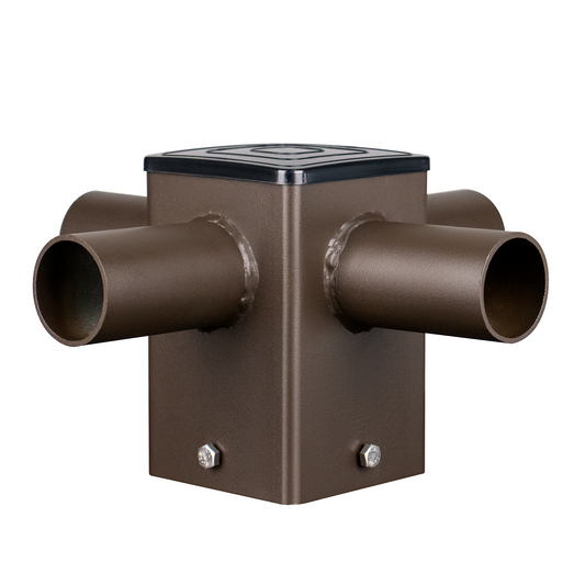 Tenon Adapter for 4" Square Poles with 4 Horizontal 90° Tenons, 2-3/8", Dark Bronze
