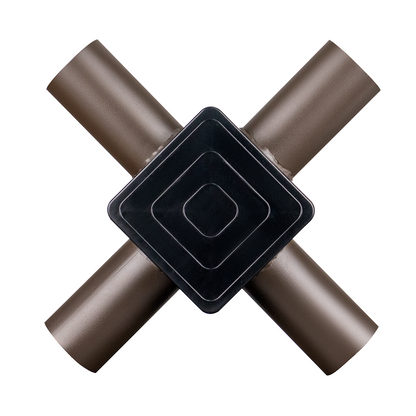 Tenon Adapter for 4" Square Poles with 4 Horizontal 90° Tenons, 2-3/8", Dark Bronze