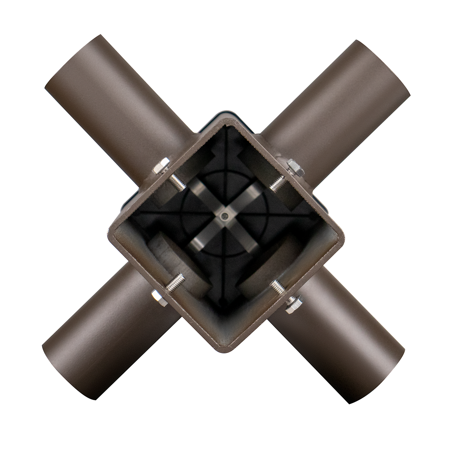 Tenon Adapter for 4" Square Poles with 4 Horizontal 90° Tenons, 2-3/8", Dark Bronze