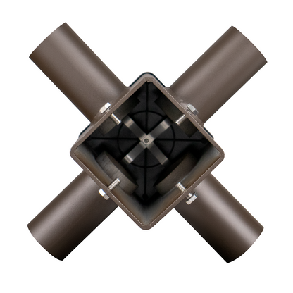 Tenon Adapter for 4" Square Poles with 4 Horizontal 90° Tenons, 2-3/8", Dark Bronze