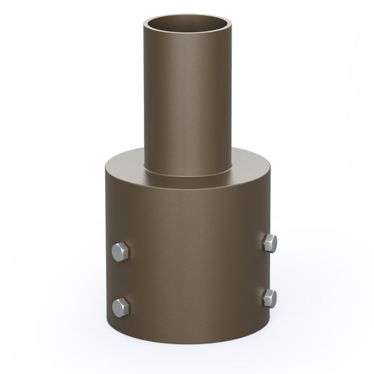 4" Round Pole Mount With 3" Vertical Tenon, Welding Tenon Reducer, Dark Bronze
