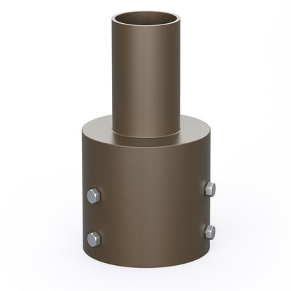 3" Round Pole Mount With 2-3/8" Vertical Tenon, Welding Tenon Reducer, fits 3'' round pole, Dark Brone Color