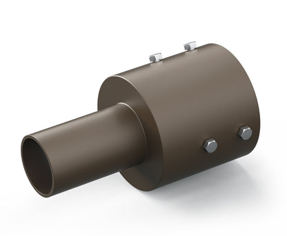 3" Round Pole Mount With 2-3/8" Vertical Tenon, Welding Tenon Reducer, fits 3'' round pole, Dark Brone Color