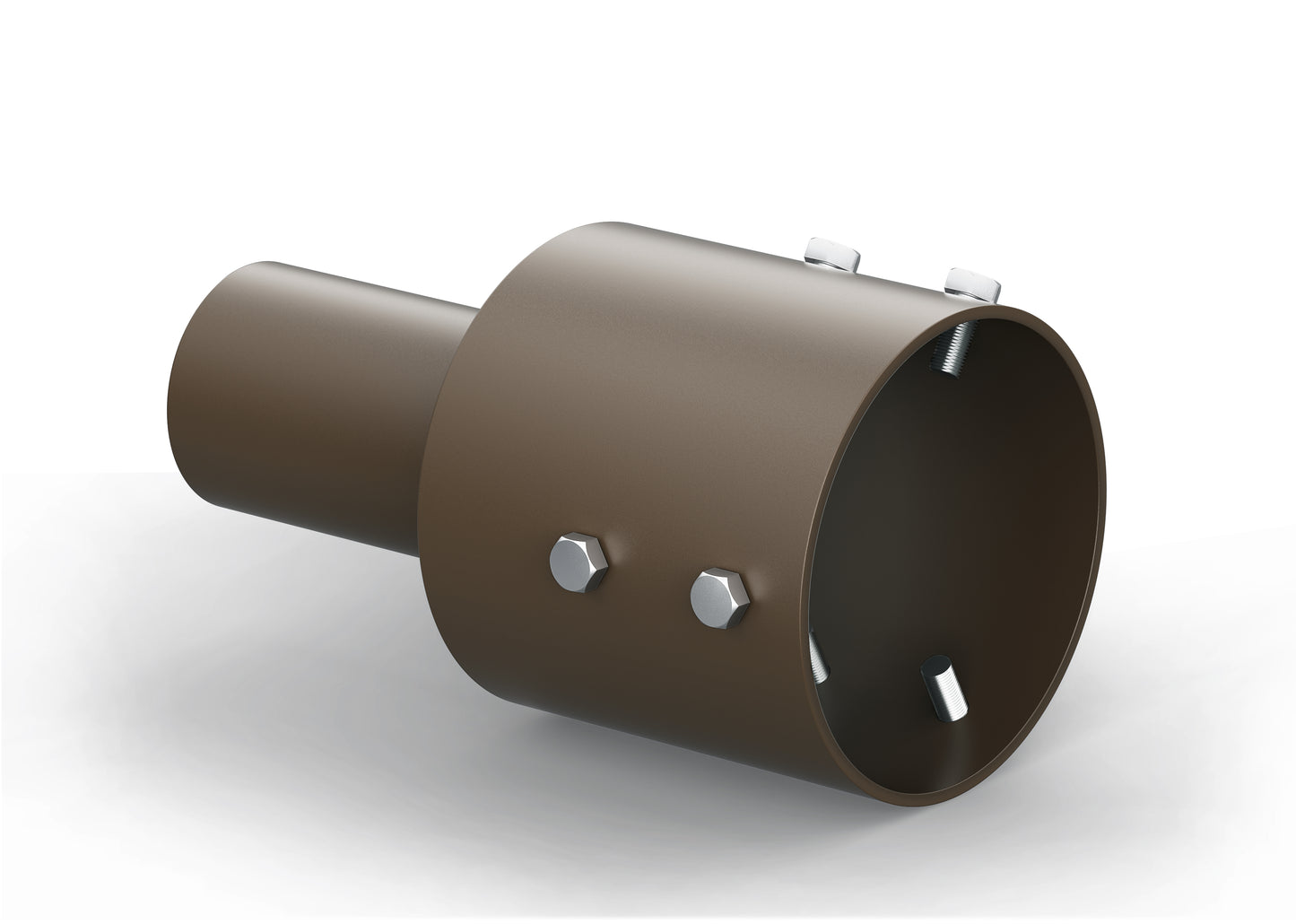 3" Round Pole Mount With 2-3/8" Vertical Tenon, Welding Tenon Reducer, fits 3'' round pole, Dark Brone Color