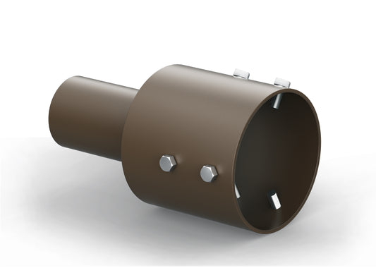 4" Round Pole Mount With 2-3/8" Vertical Tenon, Welding Tenon Reducer, fits 4'' round pole, Dark Brone Color