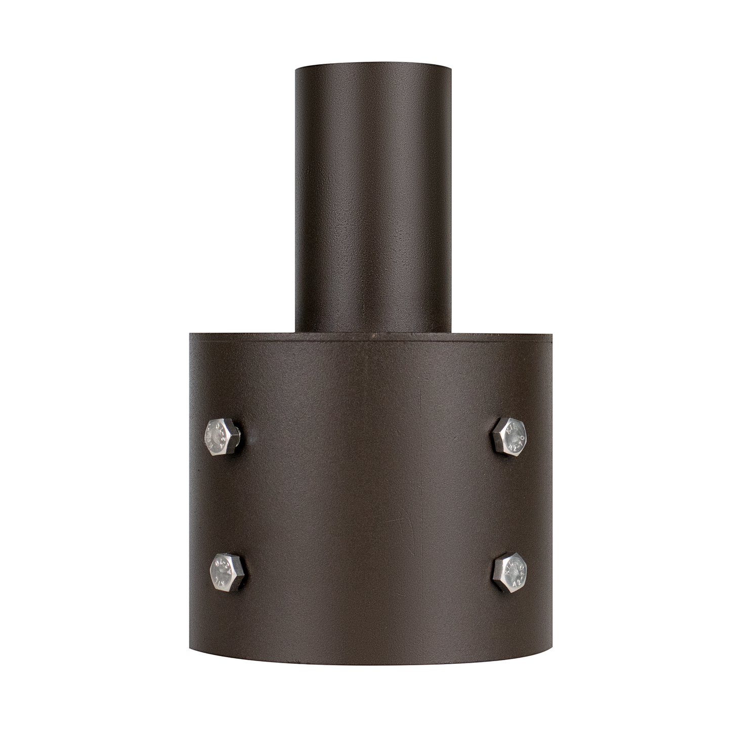 4" Round Pole Mount With 3" Vertical Tenon, Welding Tenon Reducer, Black