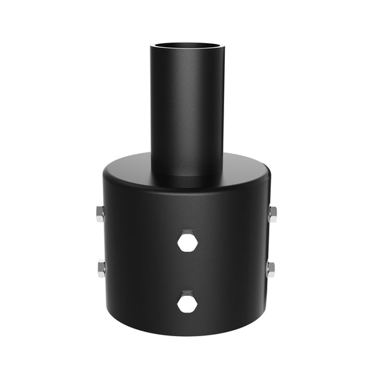 4" Round Pole Mount With 3" Vertical Tenon, Welding Tenon Reducer, Black