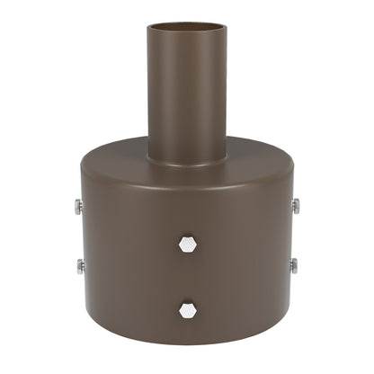 6" Round Pole Mount With 2-3/8" Vertical Tenon, Welding Tenon Reducer, Dark Bronze