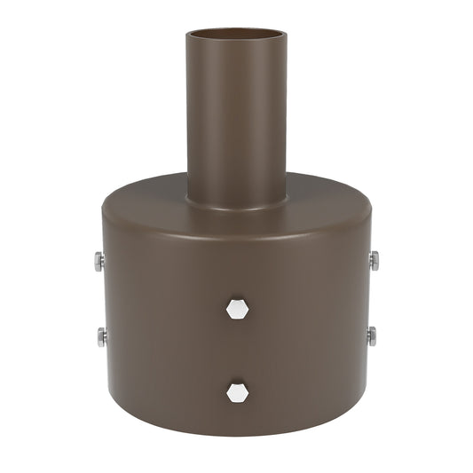 6" Round Pole Mount With 2-3/8" Vertical Tenon, Welding Tenon Reducer, Dark Bronze