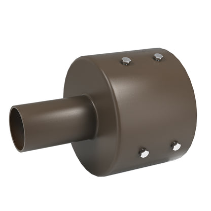 6" Round Pole Mount With 2-3/8" Vertical Tenon, Welding Tenon Reducer, Dark Bronze