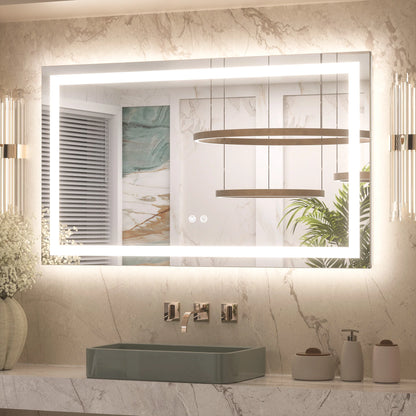 24x48 Frontlit & Backlit LED Bathroom Mirror with 3 Color Temps - Lumens Depot