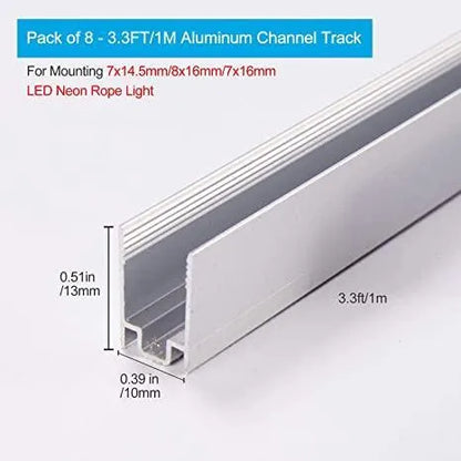 8-Pack 3.3FT Aluminum Track for 110V LED Neon Light (Single Color) - Lumens Depot