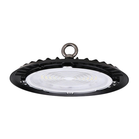 150W LED Round High Bay Light - 17250 Lumens - 5000K - 120V - DOB Technology - IP65 Waterproof - UL Listed - Black Housing