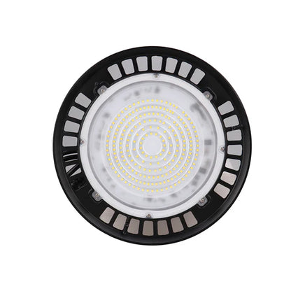 150W LED Round High Bay Light - 17250 Lumens - 5000K - 120V - DOB Technology - IP65 Waterproof - UL Listed - Black Housing