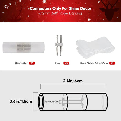 Connector Pack for 110V Candy Cane and Patriotic LED Rope Lights