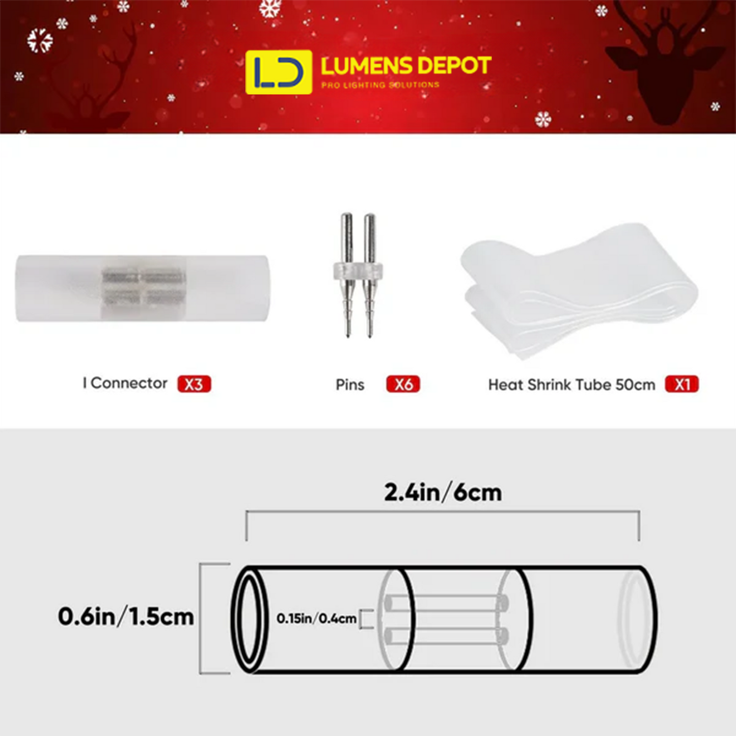 Connector Pack for 110V Candy Cane and Patriotic LED Rope Lights