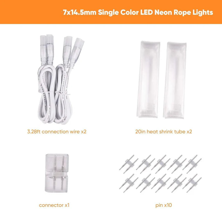 LED Neon Light Strip Connector Kit - 110V, 7x14.5mm - ProSelect Neon - Lumens Depot