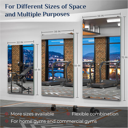 Gym Mirror Set (2 Pieces) – Large Wall-Mounted Mirrors for Home Gym - Fitness Studio - and Commercial Use - Lumens Depot
