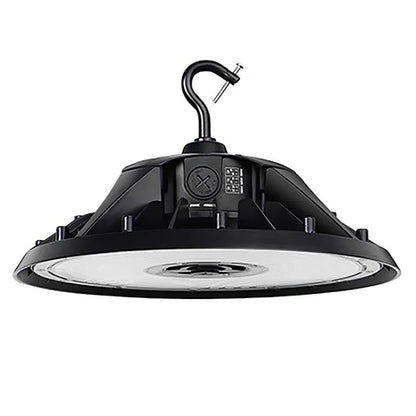 Adjustable LED UFO High Bay – 100W/120W/150W – 22,500 Lumens – CCT Selectable 4000K/5000K – 120-277V – Black Housing – IP65 Rated – UL & DLC Listed