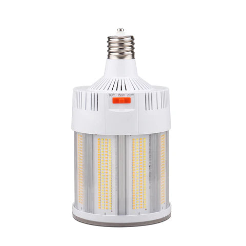LED Corn Bulb, 80W/150W/200W Adjustable Watts, 28,400 Lumens, 3000K/4000K/5000K CCT Selectable, E39 Base, 100-277 VAC - Lumens Depot