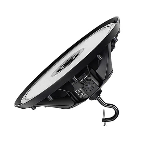 Adjustable LED UFO High Bay – 100W/120W/150W – 22,500 Lumens – CCT Selectable 4000K/5000K – 120-277V – Black Housing – IP65 Rated – UL & DLC Listed