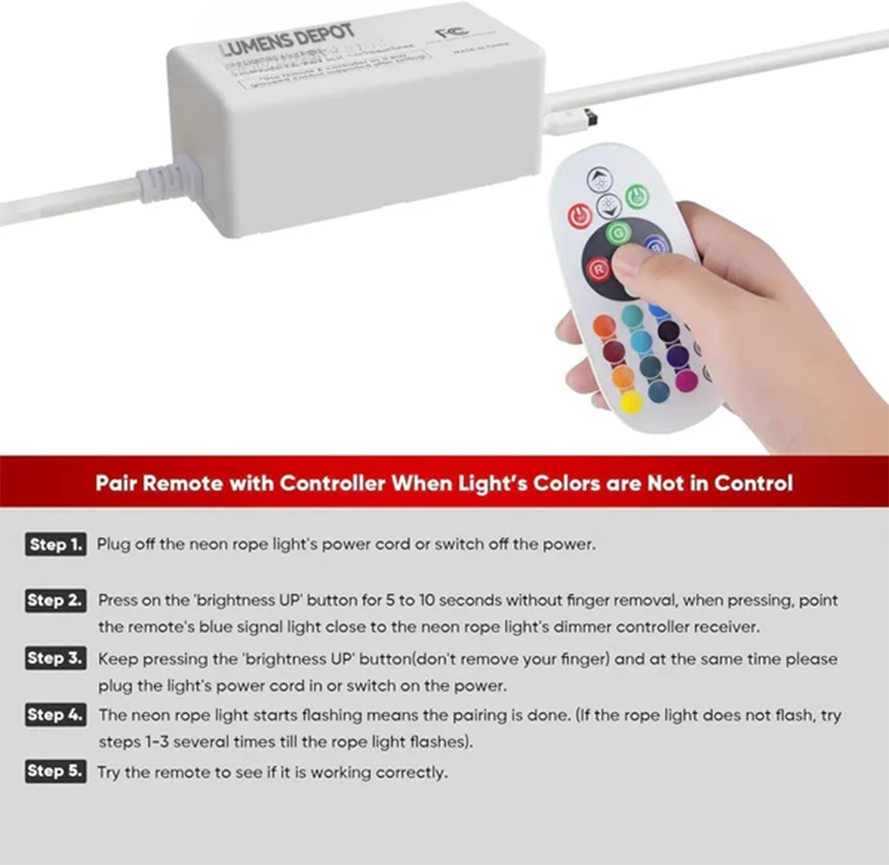 Extra Controller Pack for 110V 10x20mm RGB Eco Neon Light - Lumens Depot