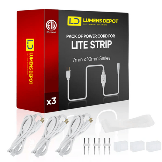Extra Power Cord Pack for 110V 7x10mm Lite Strip LED Lights - Lumens Depot