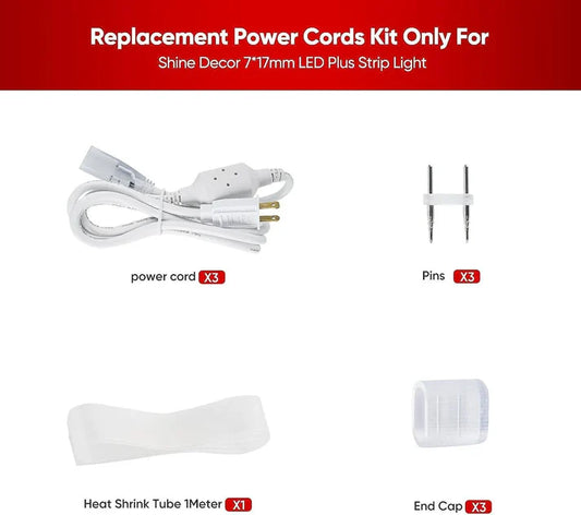 110V Extra Power Cord Pack for 7x17mm Double Row Plus LED Strip