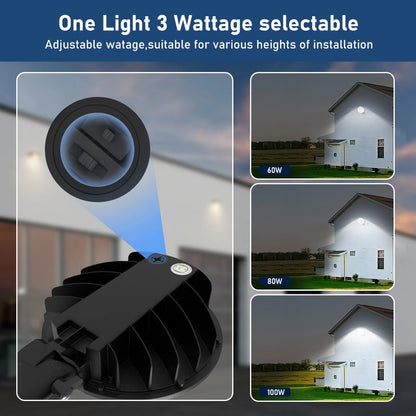 Adjustable CCT LED Barn Lights – 100W/80W/60W - 3500K 4000K 5000K - Built-in Photocell & 3-Pin Sensor - Lumens Depot