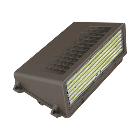 Adjustable Wattage LED Wall Pack - 45W/63W/90W - 13500 Lumens - CCT Selectable 3000K/4000K/5000K - 120-277V - Bronze Housing - IP65 Rated - UL & DLC Listed - Lumens Depot