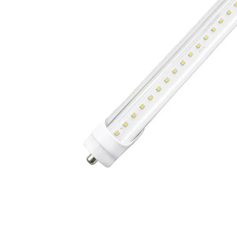 8FT LED T8 Tube - 60W - 7800 Lumens - 6500K Cool White - Clear Lens - Double-Ended Power - ETL Listed