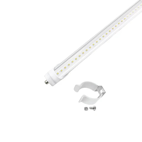 8FT LED T8 Tube - 60W - 7800 Lumens - 6500K Cool White - Clear Lens - Double-Ended Power - ETL Listed