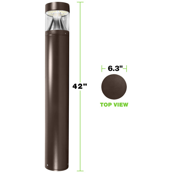 LED Bollard Light – 24W/19W/14W Round Pole - Wattage & Color Selectable - Outdoor Pathway Lighting - Lumens Depot