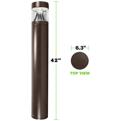 LED Bollard Light – 24W/19W/14W Round Pole - Wattage & Color Selectable - Outdoor Pathway Lighting - Lumens Depot
