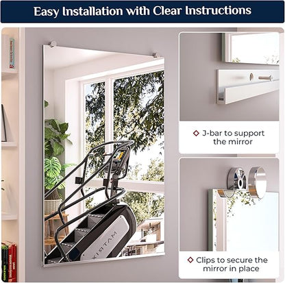 Gym Mirror Set (2 Pieces) – Large Wall-Mounted Mirrors for Home Gym - Fitness Studio - and Commercial Use - Lumens Depot