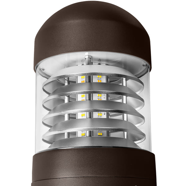 LED Bollard Light – 24W/19W/14W - Round Pole Included - Wattage & Color Selectable - Outdoor Pathway Lighting - Lumens Depot